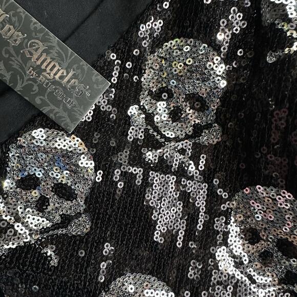 from Los Angeles bus stop sequin skull black Short Sleeve shirt Size 3X - Picture 8 of 8
